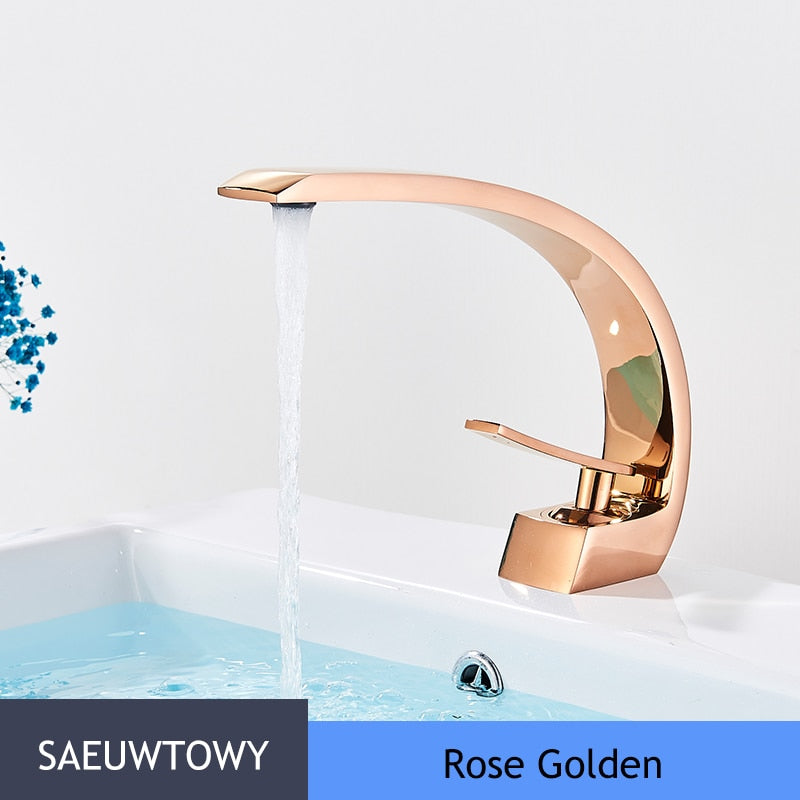 Curve Single Hole Double Handle Hot And Cold Water Faucet