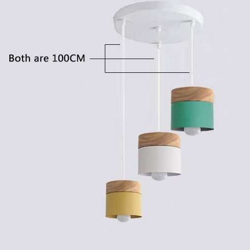Modern Macaron Iron Wood Pendant Lamp
