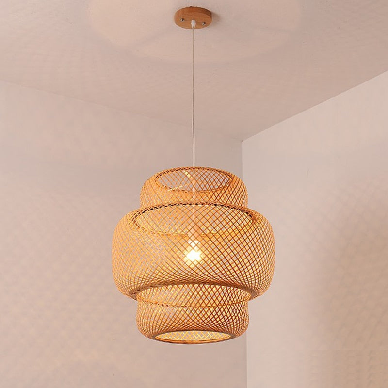 Modern Bamboo Hand Woven Art Chandelier Lamp