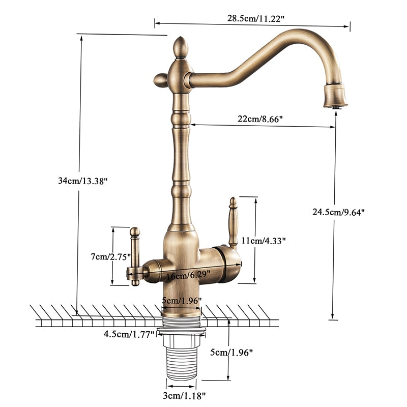 Antique Water Filter Dual Spout Faucet