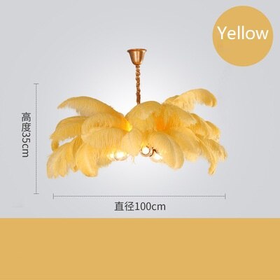 Natural Ostrich Feather Ceiling Light