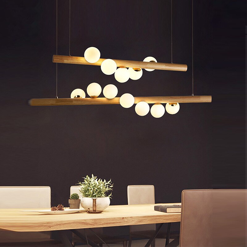 Modern Led Ball Pendant Bamboo Lights