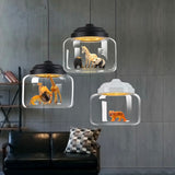 Transparent Jar Animal Hanging Lamp