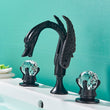 Bathroom Basin Swan Two Crystal Handwheel Elegant Faucet