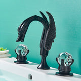 Bathroom Basin Swan Two Crystal Handwheel Elegant Faucet