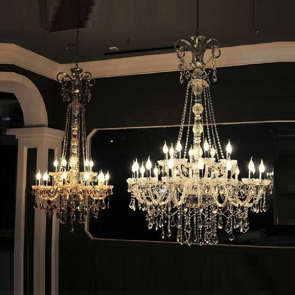 Long Crystal Modern Arms Chandelier