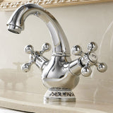 Chrome Brass Single Hole Dual Handle Classic Faucet