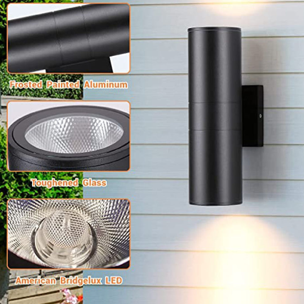 Up and Down Cylinder Outdoor Aluminum Wall Sconce Light