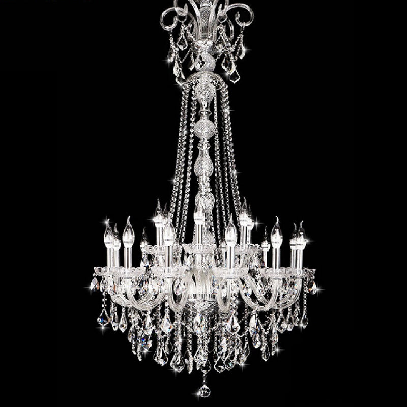 Long Crystal Modern Arms Chandelier