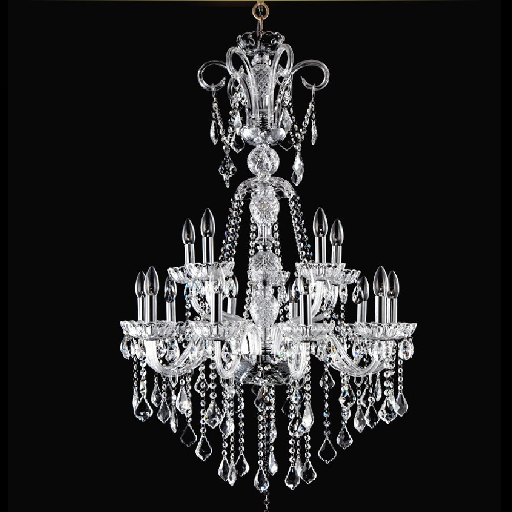 Long Crystal Modern Arms Chandelier