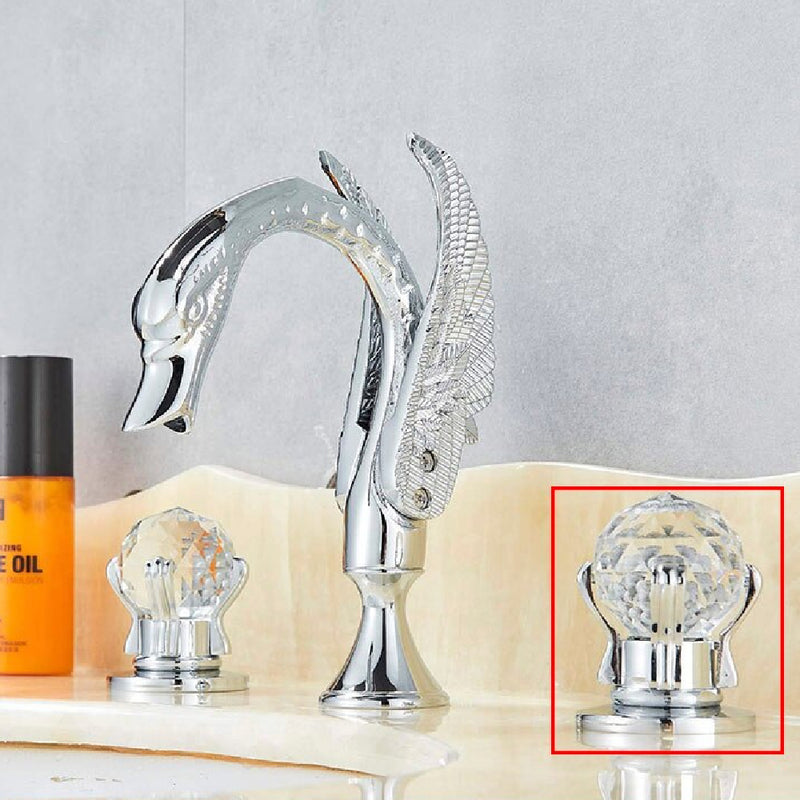 Bathroom Basin Swan Two Crystal Handwheel Elegant Faucet