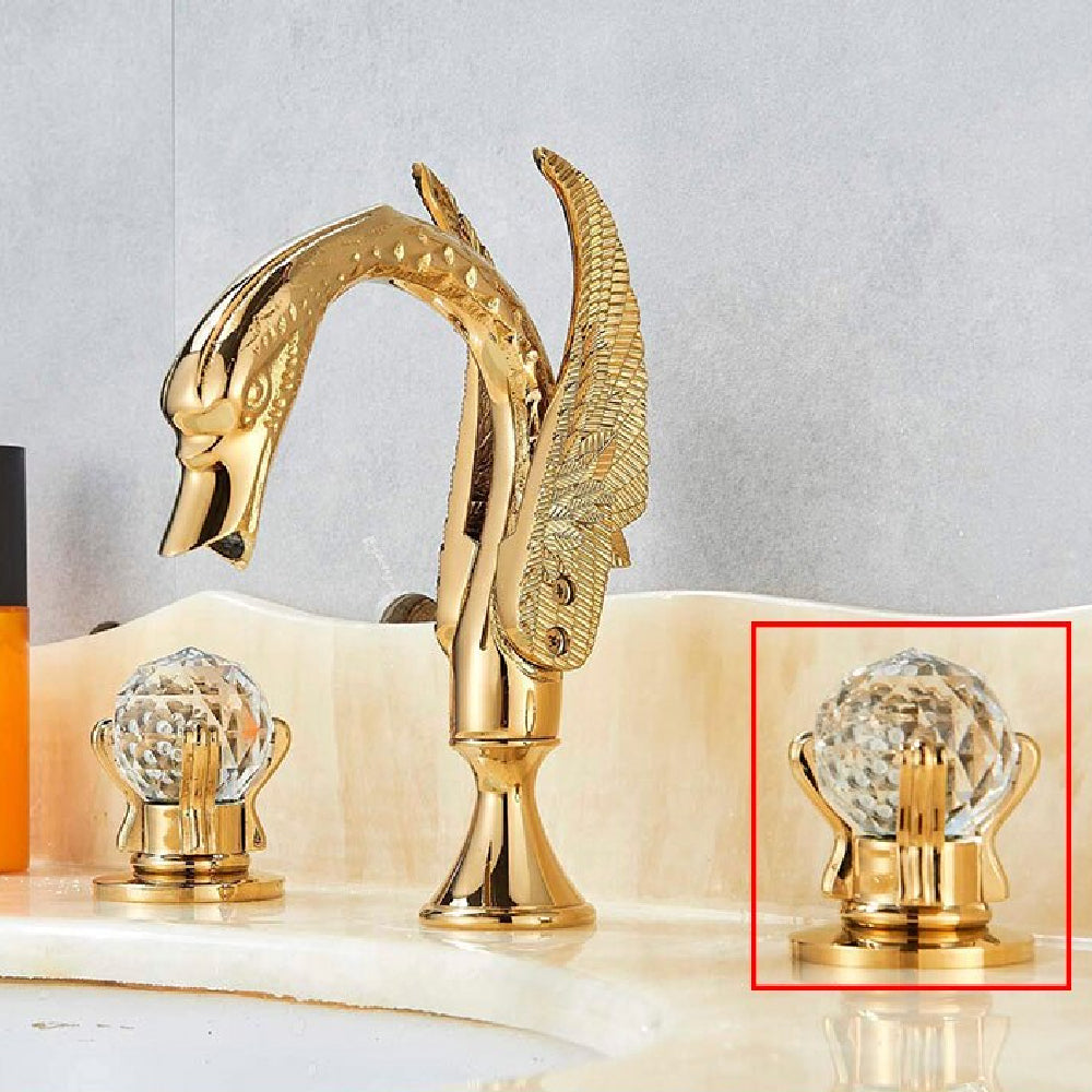 Bathroom Basin Swan Two Crystal Handwheel Elegant Faucet