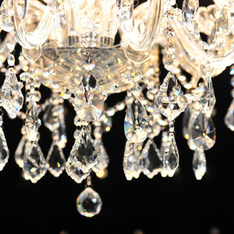 Long Crystal Modern Arms Chandelier
