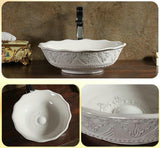 Baroque Style Artistic Round Ceramic Countertop Basin