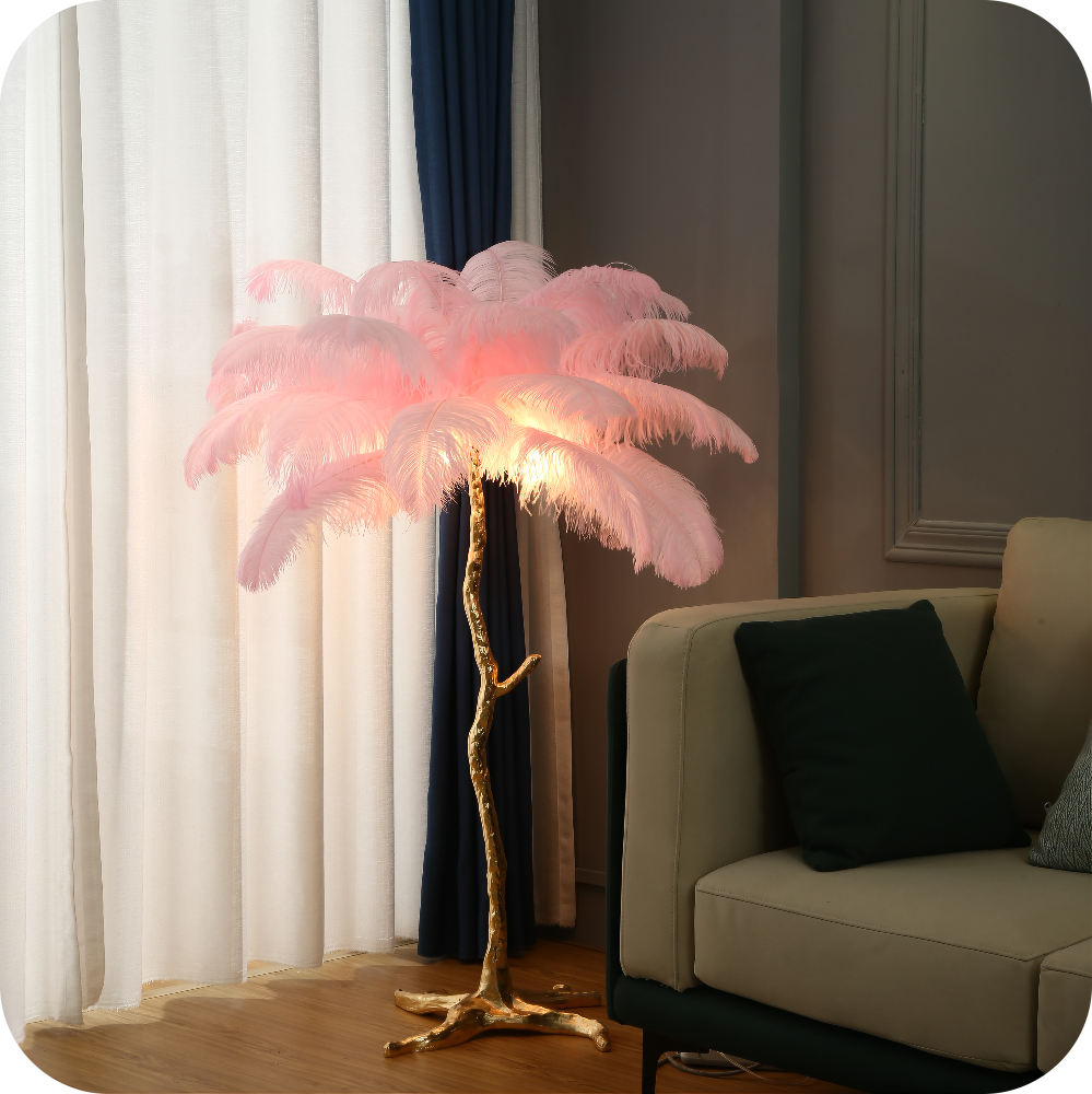 Ostrich Feather Standing Lamp