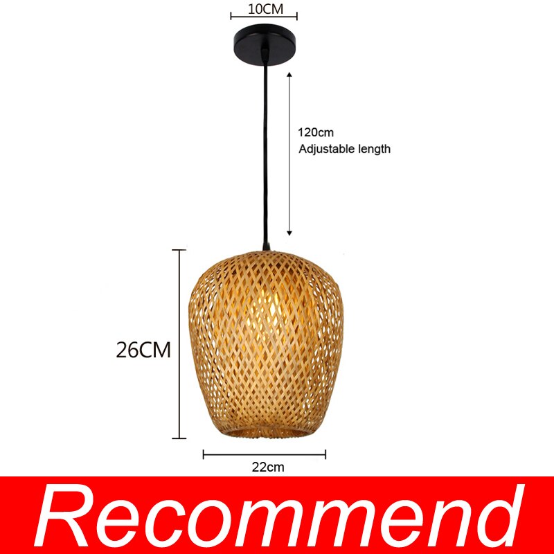 Woven Bamboo Rattan Wicker Chandelier Lamp