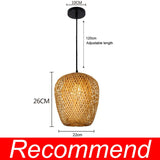 Woven Bamboo Rattan Wicker Chandelier Lamp