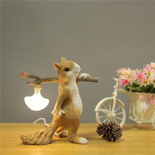 Happy Squirrel Branch Table Lamp