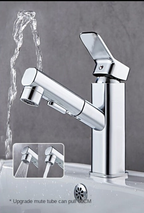 Chrome Pull-out Faucet Bathroom Hot and Cold Wash Head