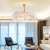 Natural Ostrich Feather Ceiling Light