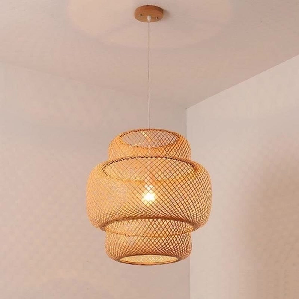 Bamboo Pendant Hand Knitted Chinese Style Lamps