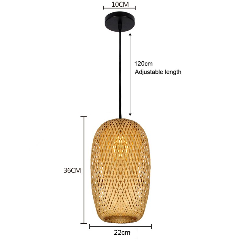 Woven Bamboo Rattan Wicker Chandelier Lamp