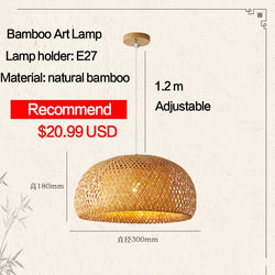 Rattan Bamboo Hand-Woven Bamboo Pendant Lamp
