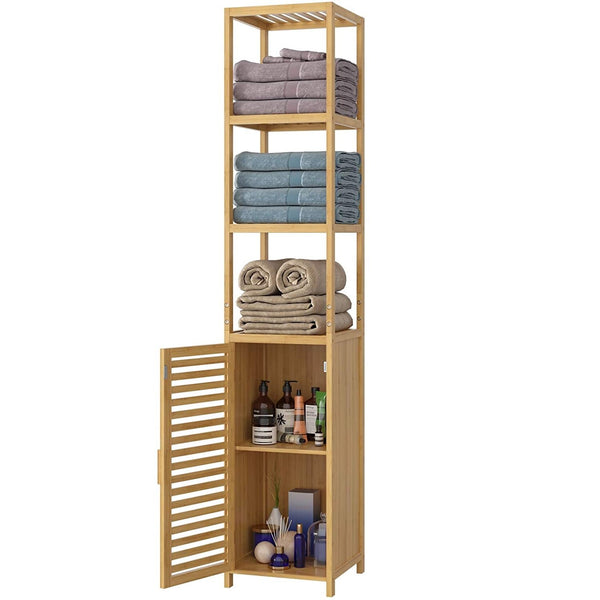 Bamboo Tall 3 Tiers Narrow Storage Cabinet