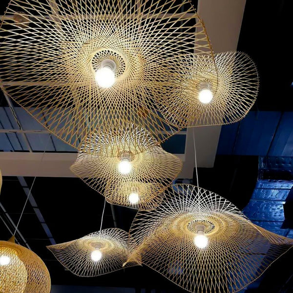 Woven Bamboo Rattan Wicker Chandelier Lamp