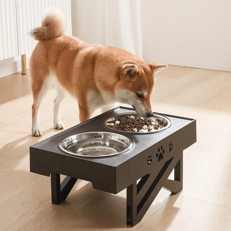 Double Feeding Bowl For Dogs With Stand Height Adjustable