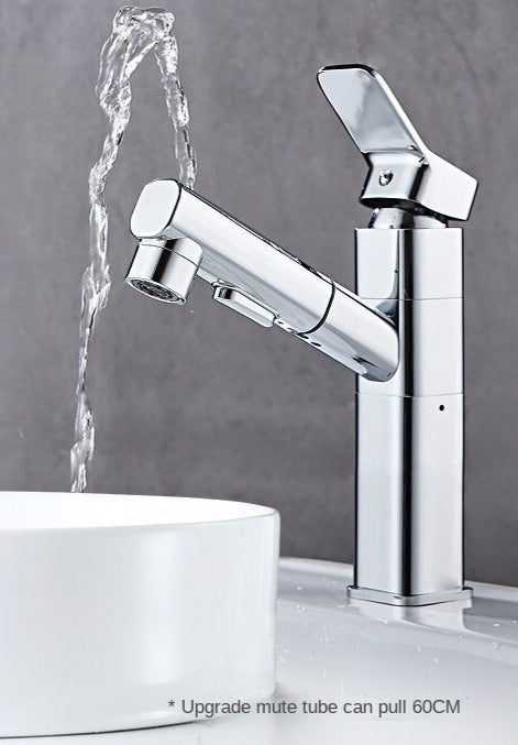 Chrome Pull-out Faucet Bathroom Hot and Cold Wash Head