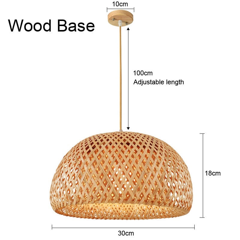 Woven Bamboo Rattan Wicker Chandelier Lamp