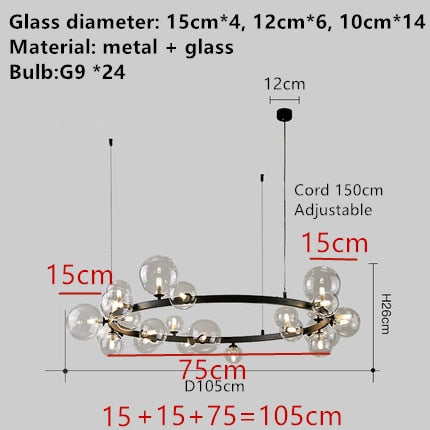 Clear Glass Bubble LED Chandelier Lamp