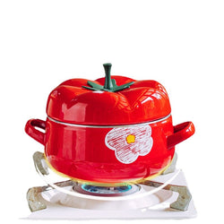 Tomato-shaped Cooking pot with thick enameled flower