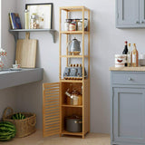 Bamboo Tall 3 Tiers Narrow Storage Cabinet