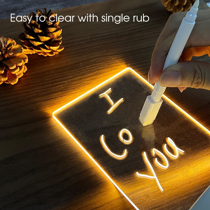 Creative Rewritable LED Night Light Note Board