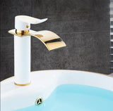 Basin Gold & White Waterfall Faucet Brass