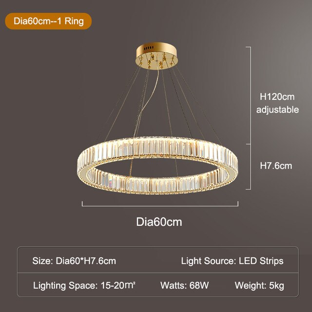 Crystal Ring Large Chandelier Pendant Lamp