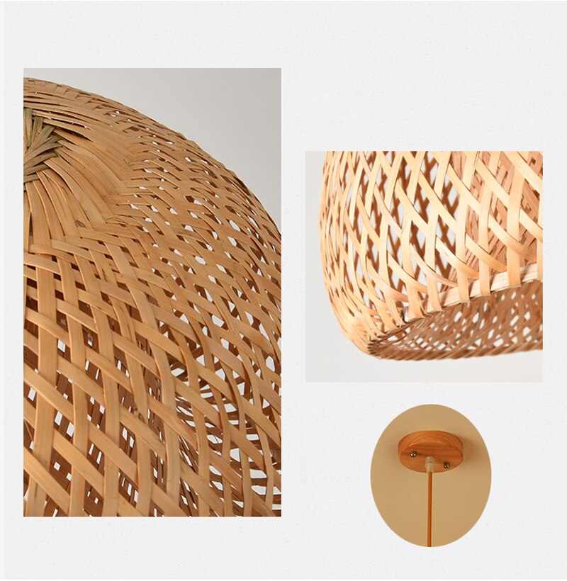 Woven Bamboo Rattan Wicker Chandelier Lamp