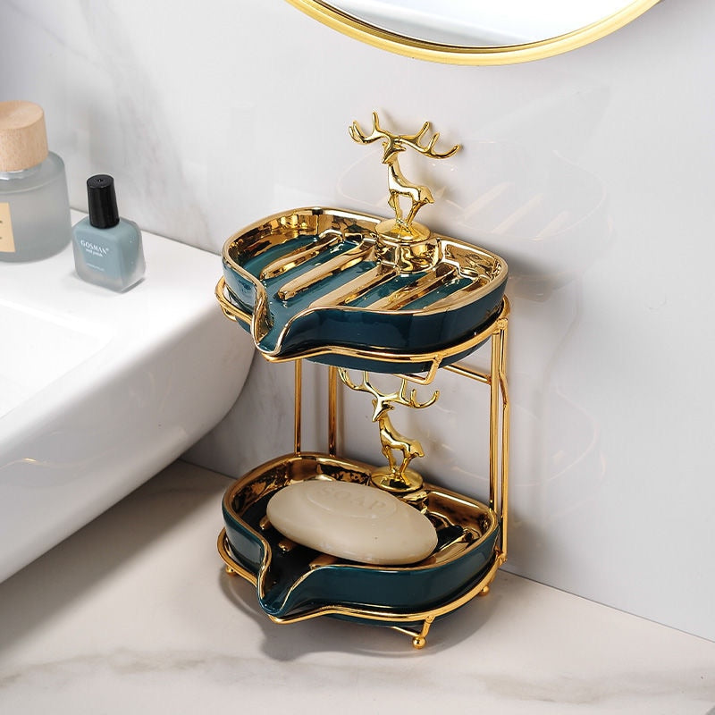 Luxury Double Soap Dish Decorated With Deer