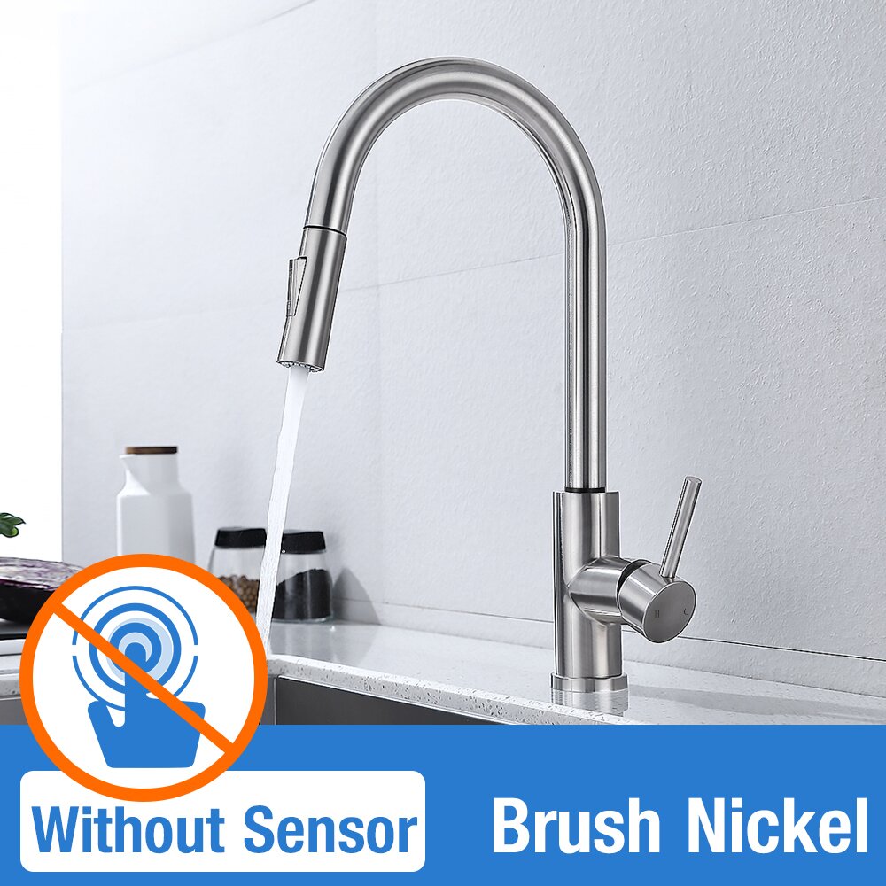 Pull Out Black Sensor Stainless Steel Kitchen Faucets