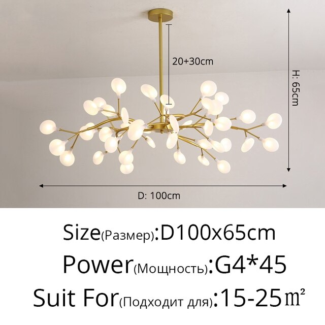 Modern LED Chandelier Light Tree Branch Firefly