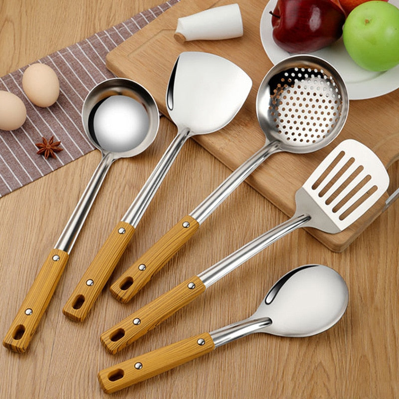 Wood Grain Handle Stainless Steel Kitchen Tool