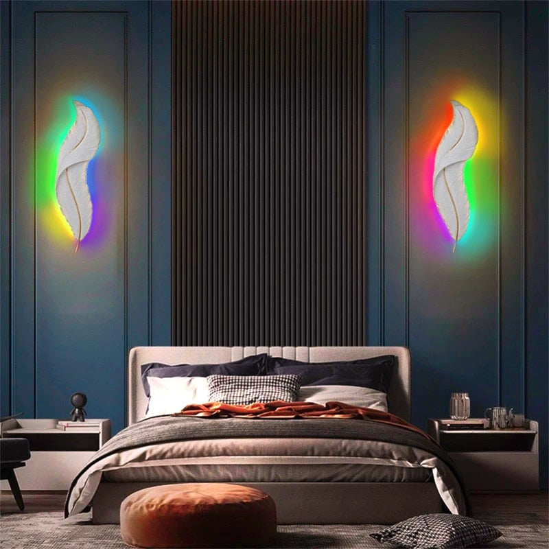 Nordic Modern Creative Feather Light Led Wall Lamp