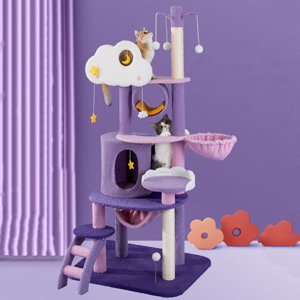 Cat Tree With Clouds And Moon