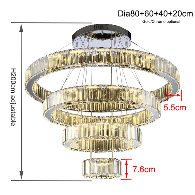 Crystal Ring Large Chandelier Pendant Lamp