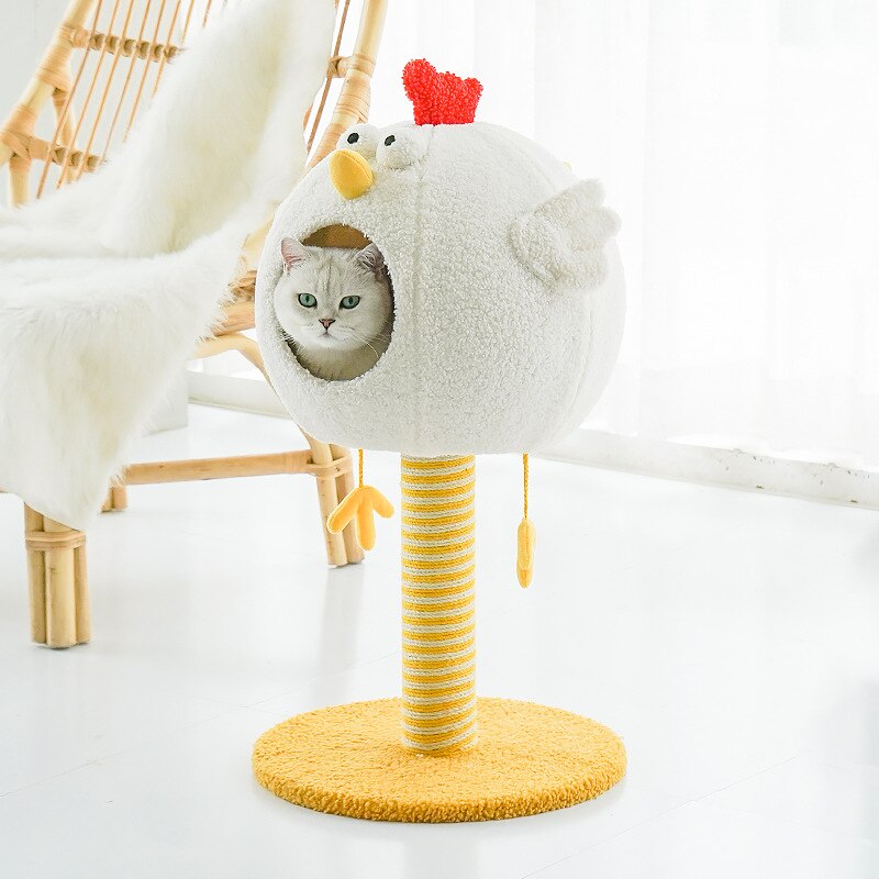 Scratching Post With Nest in the Shape of a Chicken