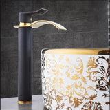 Basin Gold & White Waterfall Faucet Brass