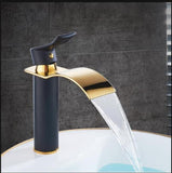 Basin Gold & White Waterfall Faucet Brass