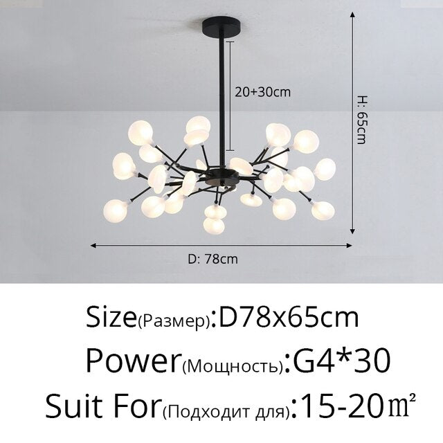 Modern LED Chandelier Light Tree Branch Firefly